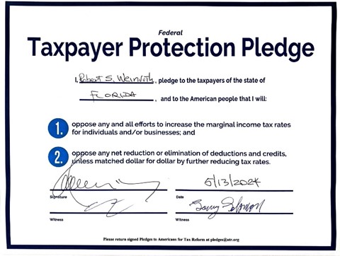 Weinroth Signs Taxpayer Protection Pledge